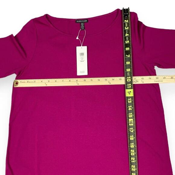 Eileen Fisher Women's Ballet Neck Stretch Knit Midi Dress Medium Magenta - Picture 9 of 10